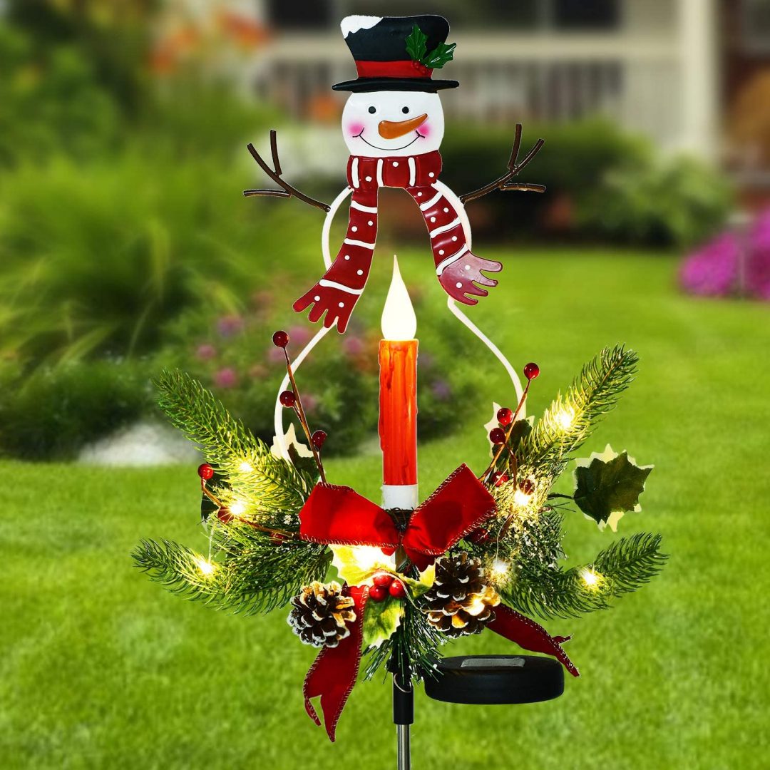 Doingart Outdoor Solar Christmas Light Decorations, LED Candle, Snowman ...