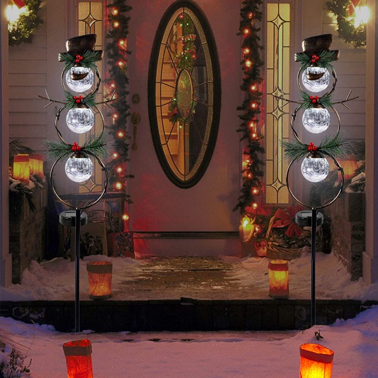 GUOOU Solar Christmas Yard Decorations, Outdoor LED Solar Powered Glass